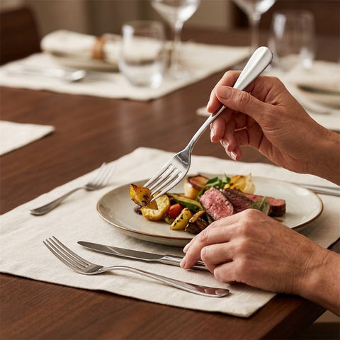 18/0 Stainless Steel Baguette Table Fork for Dining (Pack of 12)