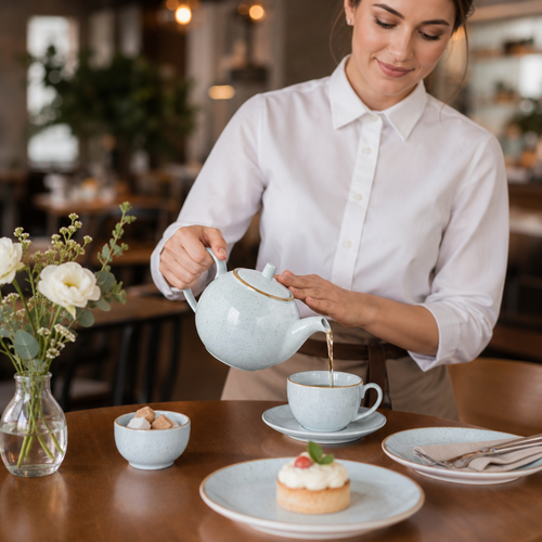 Ceramic Teapot 426ml in Duck Egg Blue for Tearooms & Cafés (Pack of 4)