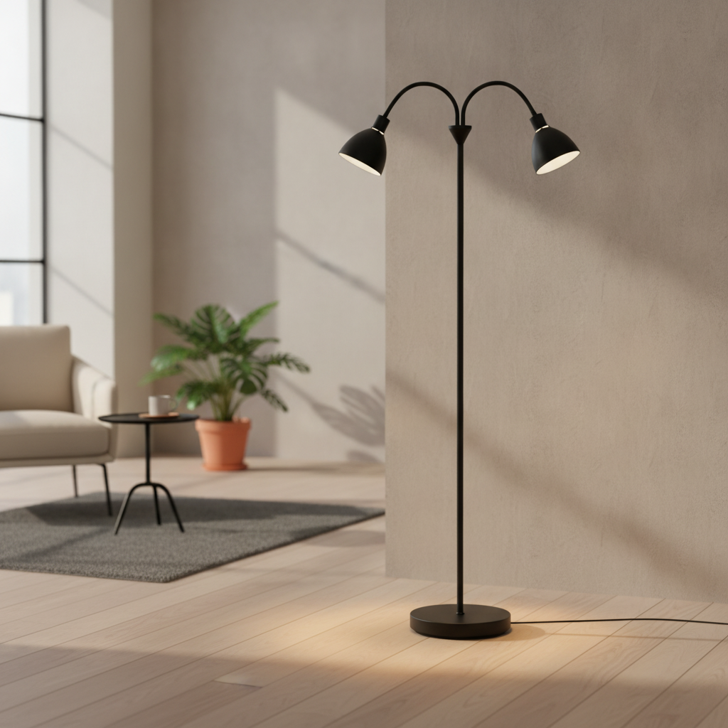 Metal Black Double Floor Lamp for Modern Interiors