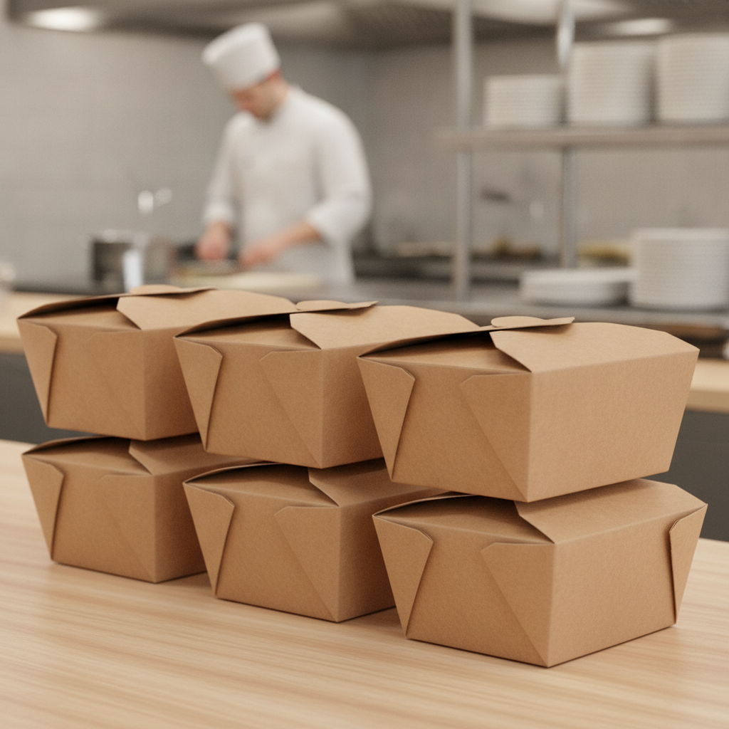 PLA & Paper Kraft Takeaway Food Containers for Catering (Pack of 200)
