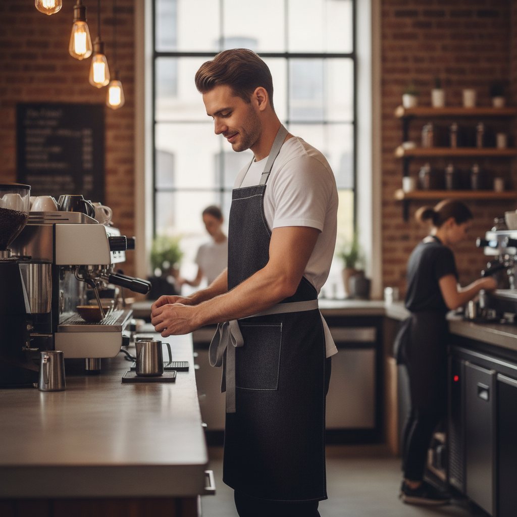 Polycotton Black Denim Bib Apron for Artisan Cafés