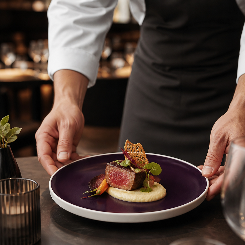 Stack Plates Interior Purple Vitrified Ceramic for Modern Dining (Pack of 12)