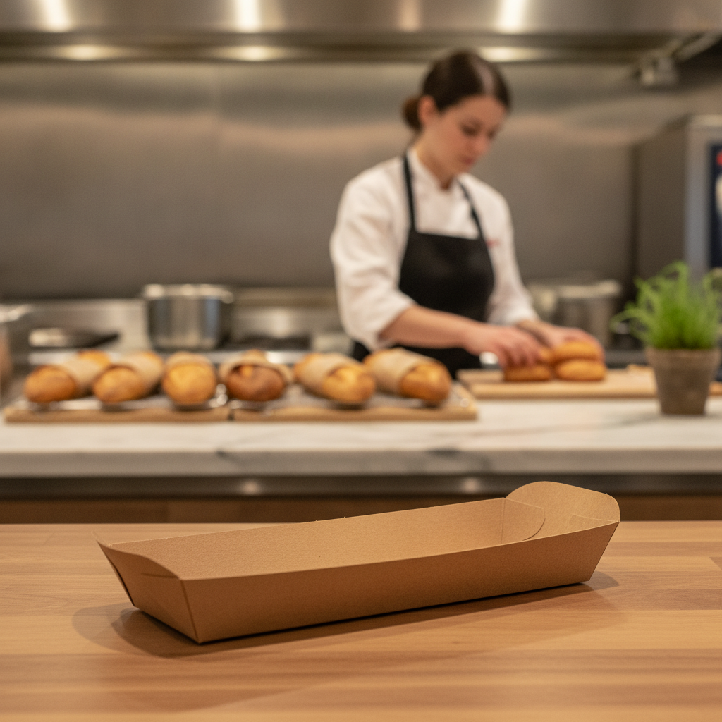 Recyclable Paperboard Baguette Trays for Takeaway Food (Pack of 500)