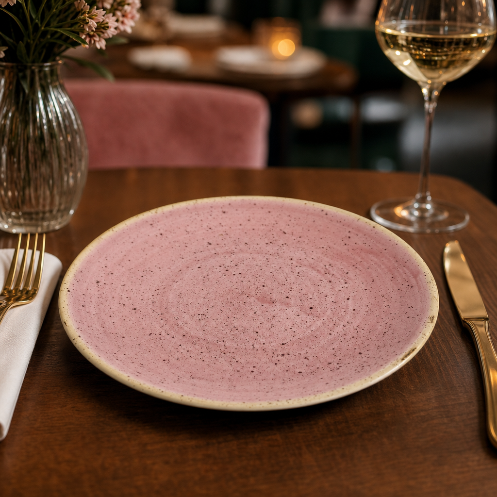 Coupe Plates Pink Vitrified Ceramic for Unique Table Settings (Pack of 12)