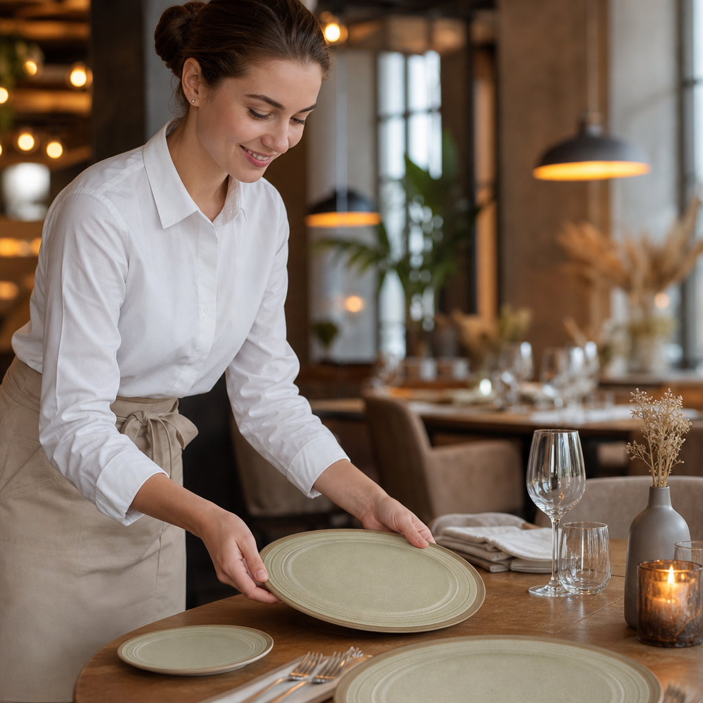 Rimmed Plates 280mm Vitrified Stoneware for Hospitality Use (Pack of 6)