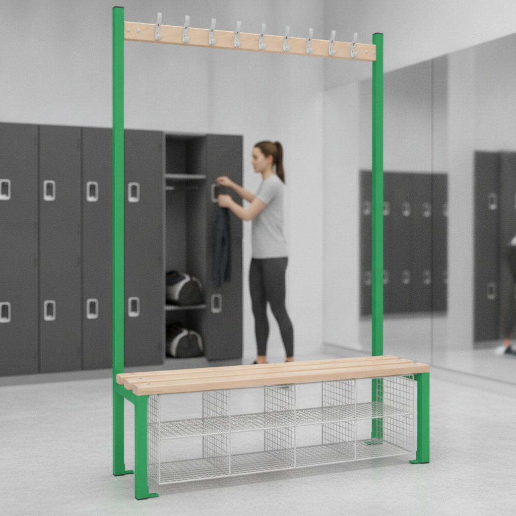 Powder Coated Steel Single-Sided Island Seating for Changing Rooms