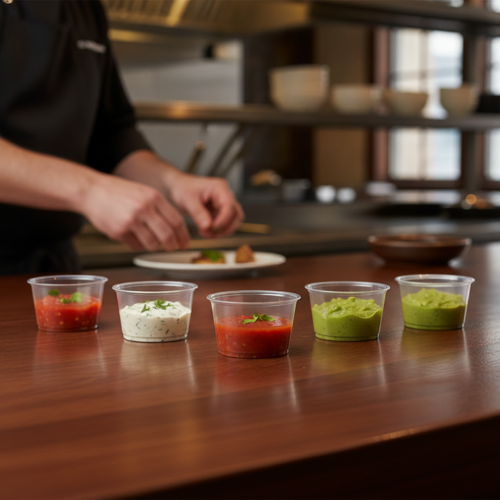 PLA Compostable Cold Portion Pots 120ml for Serving Dips & Sauces (Pack of 2000)