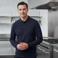 Cotton Blend Navy Long Sleeve Polo for Staff Uniforms
