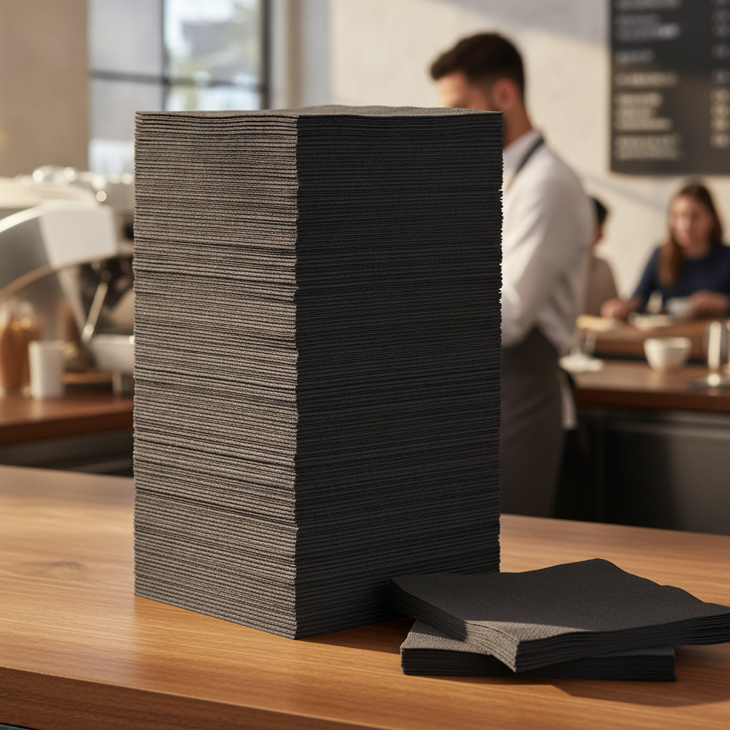 Recyclable Black Lunch Napkins 33x33cm for Bars & Cafés (Pack of 2000)