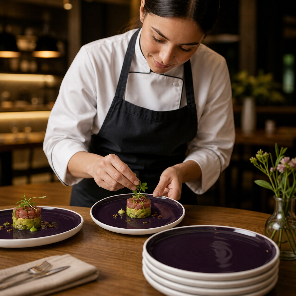 Stack Plates Interior Purple Vitrified Ceramic for Modern Dining (Pack of 12)