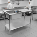 304 Stainless Steel Double Sink Unit 1000mm for Commercial Kitchens