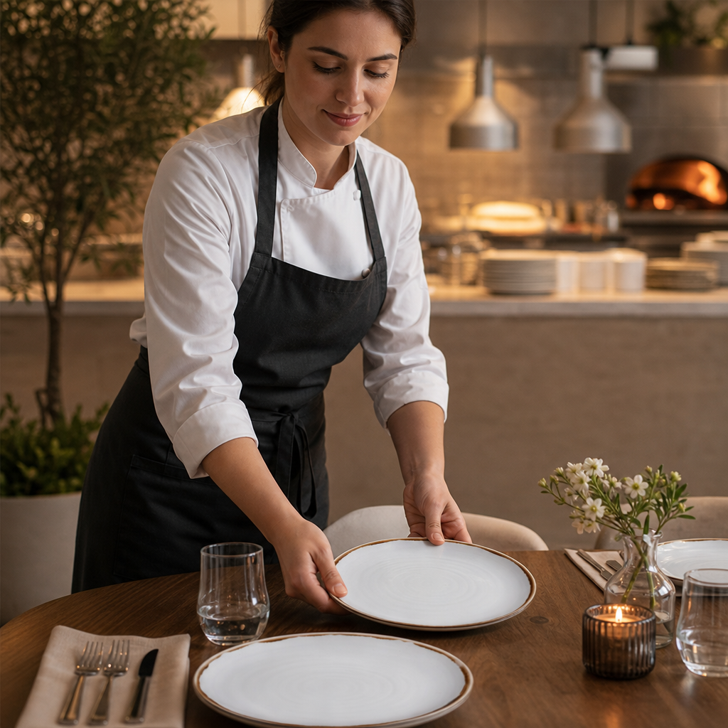 Hand-Finished Coupe Plates Vitrified Porcelain for Modern Dining (Pack of 12)