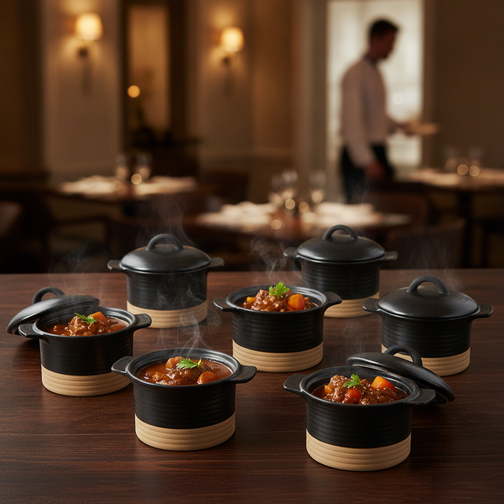 Stoneware Black Cocotte 350ml for Serving Hearty Dishes (Pack of 6)