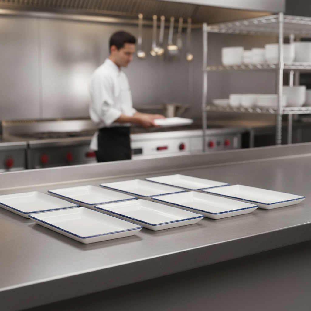 Melamine Rectangle Trays 305 x 191mm for Food Service (Pack of 12)