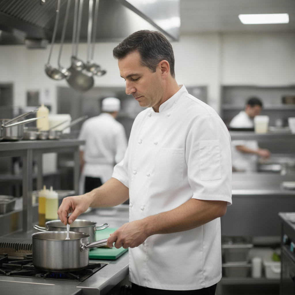 Polycotton White Chef Jacket for Hot Kitchens (Sizes XS-XL)