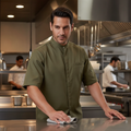Cotton & Recycled Polyester Khaki Chef Jacket for Hot Environments