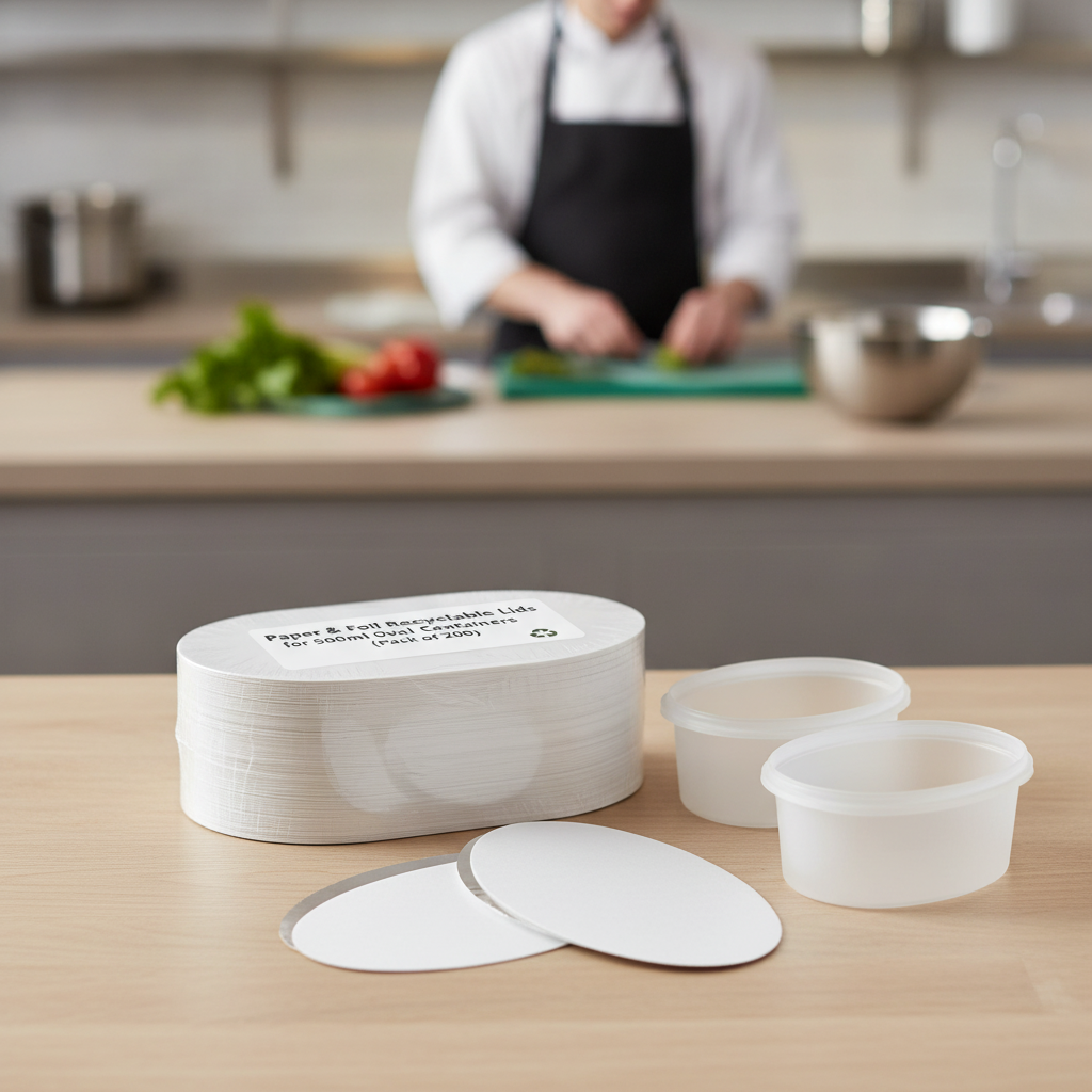 Paper & Foil Recyclable Lids for 500ml Oval Containers (Pack of 200)