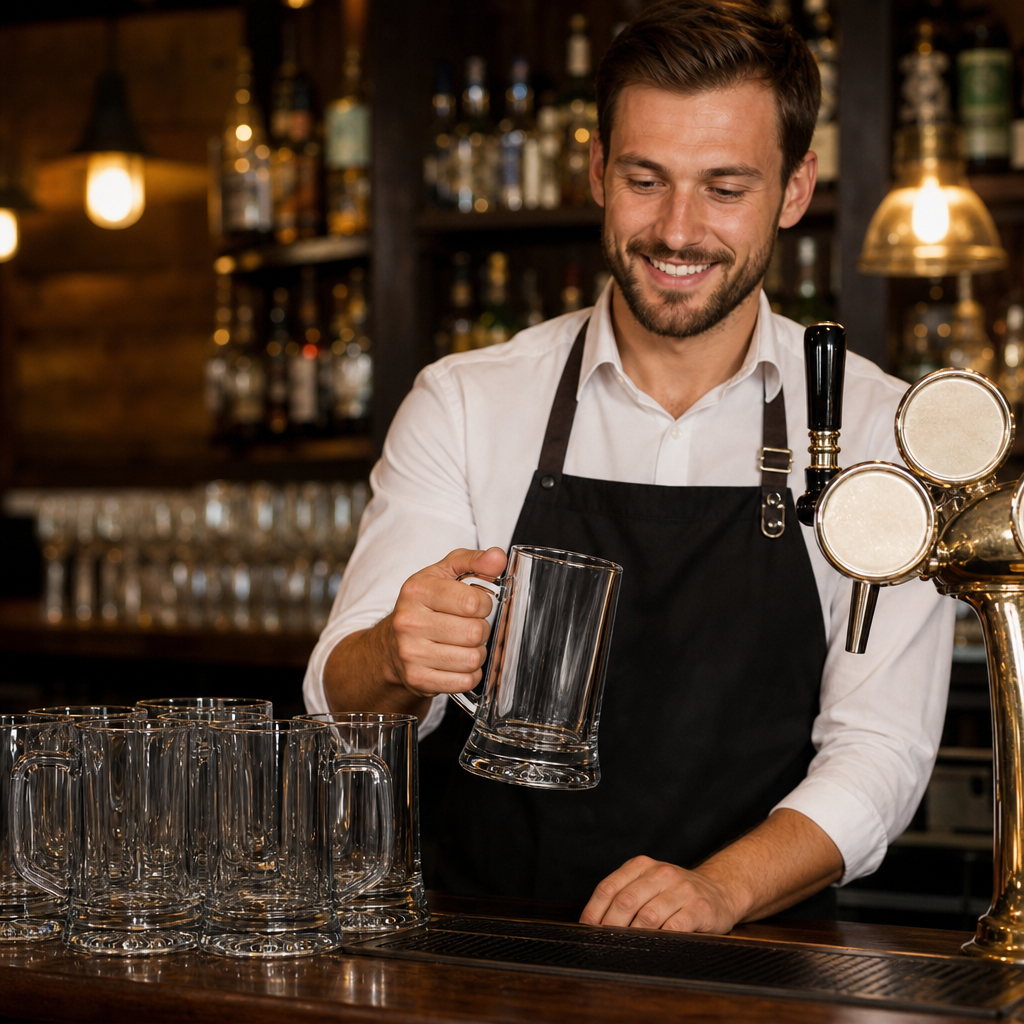 Glass Nucleated Beer Mugs 280ml for Bars & Restaurants (Pack of 6)