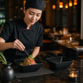 Curved Bowl inch 11 Black Melamine for Table Settings