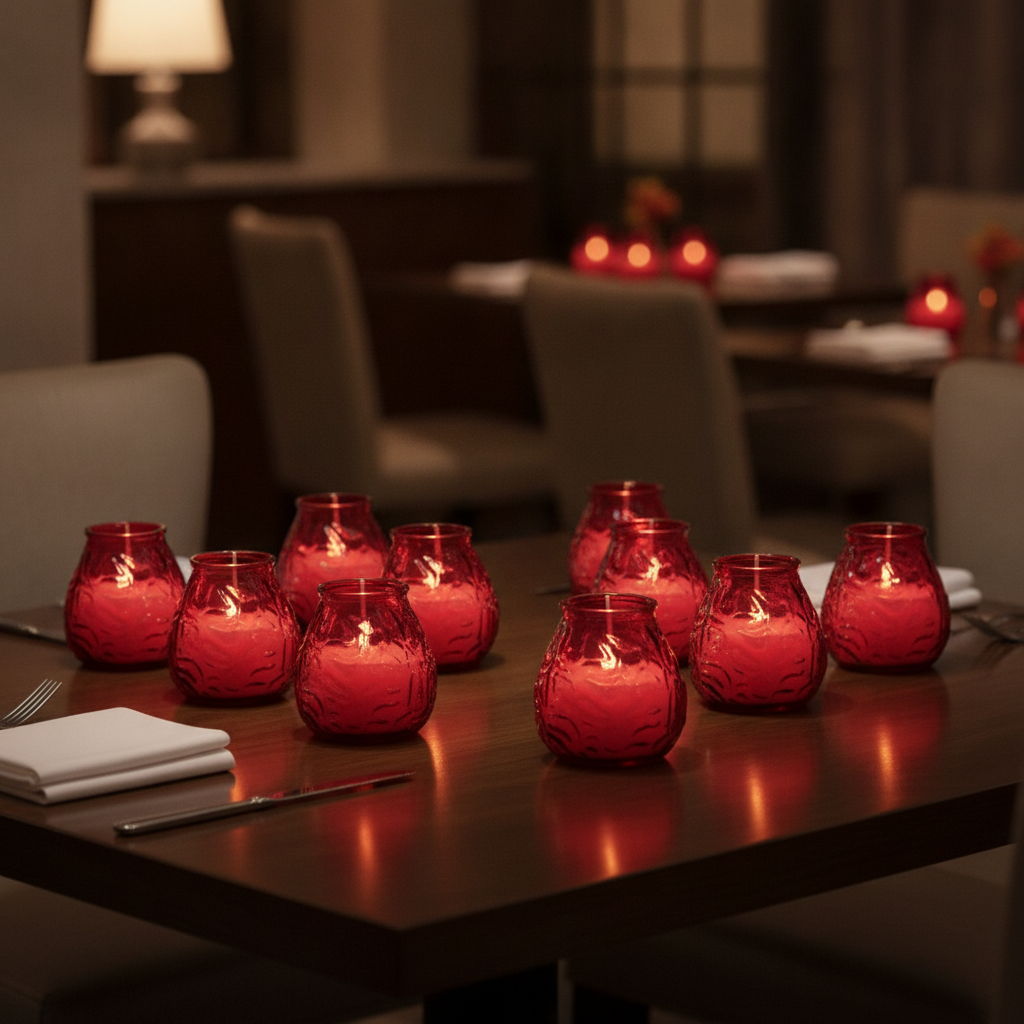 Glass and Wax Red Lowboy Candles 25kg for Bars & Restaurants (Pack of 12)