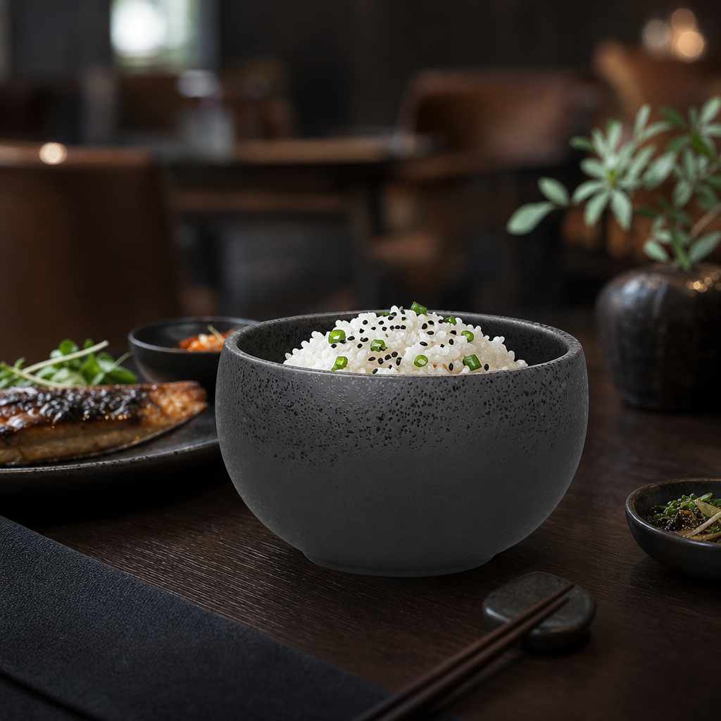 Charcoal Stoneware Rice Bowls 600ml for Contemporary Dining