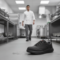 Microfibre Black Safety Trainers with Steel Toe Cap for Catering Staff