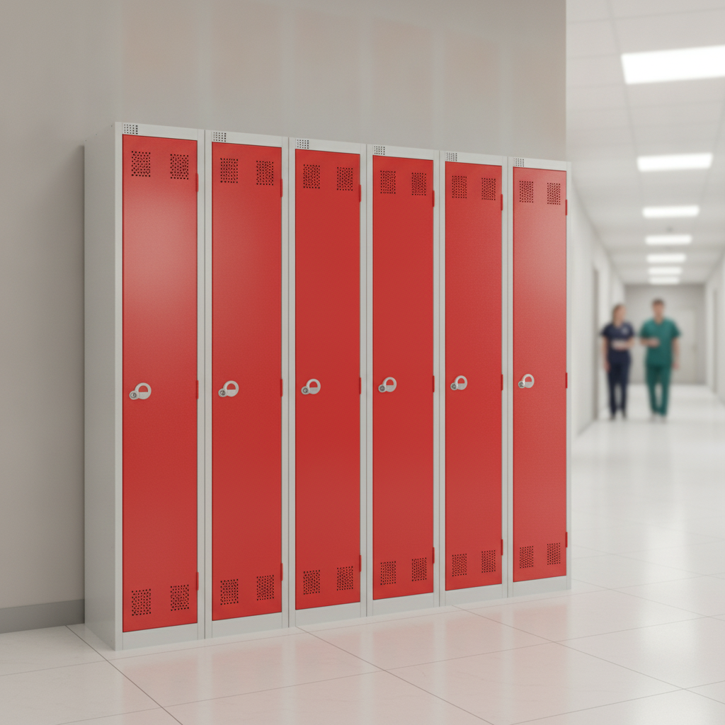 Red Powder Coated Steel Lockers for Health & Education