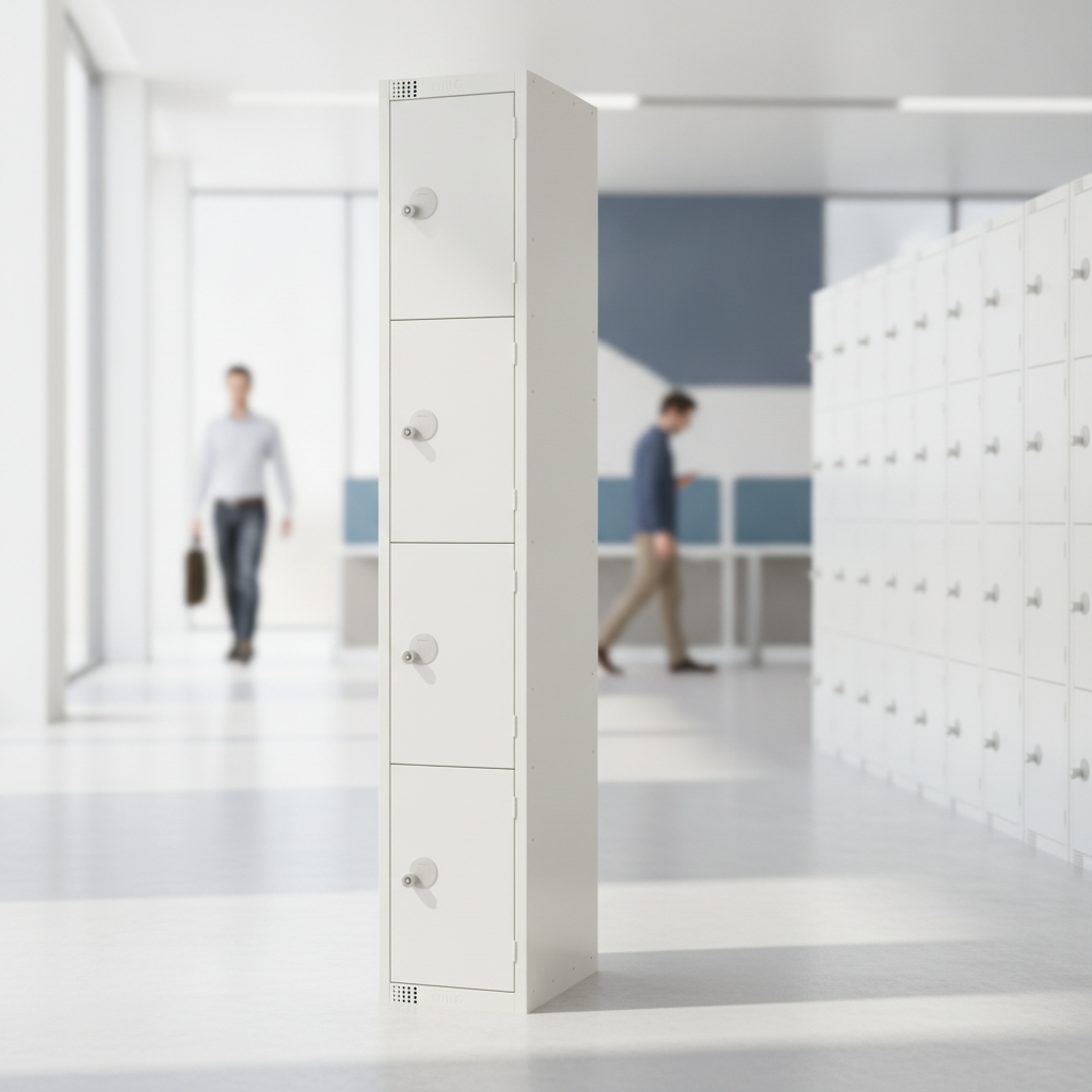 Powder Coated Steel Four Door Lockers White for Personal Storage