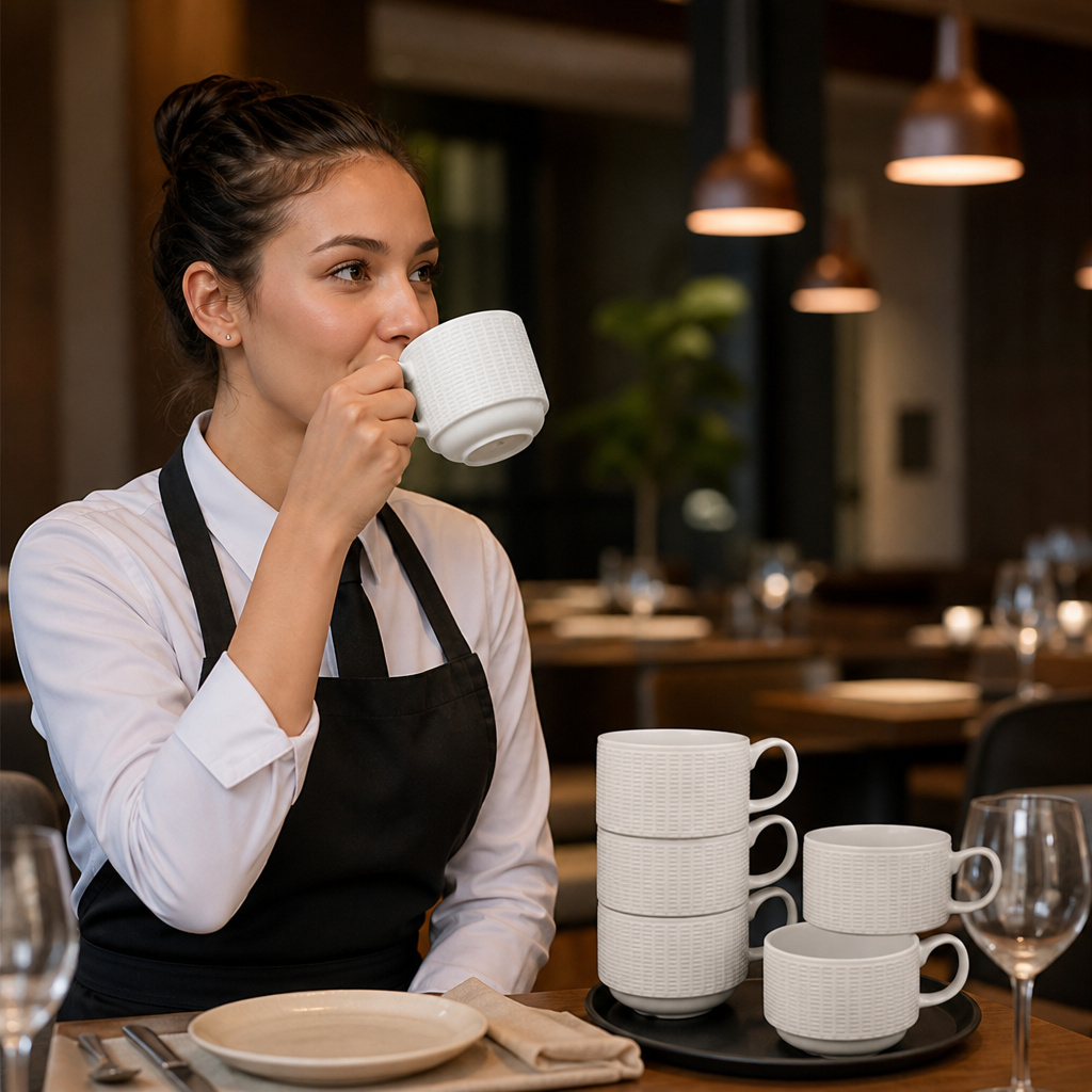 Alumina Stacking Cups 210ml White Vitrified Ceramic for Cafés (Pack of 36)