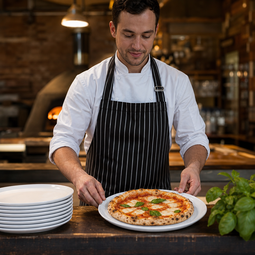 Classic White Porcelain Pizza Plates 255mm for Restaurants & Cafés (Pack of 12)