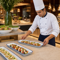 Rectangular Flat Trays Indigo Vitrified Ceramic for Buffets (Pack of 4)
