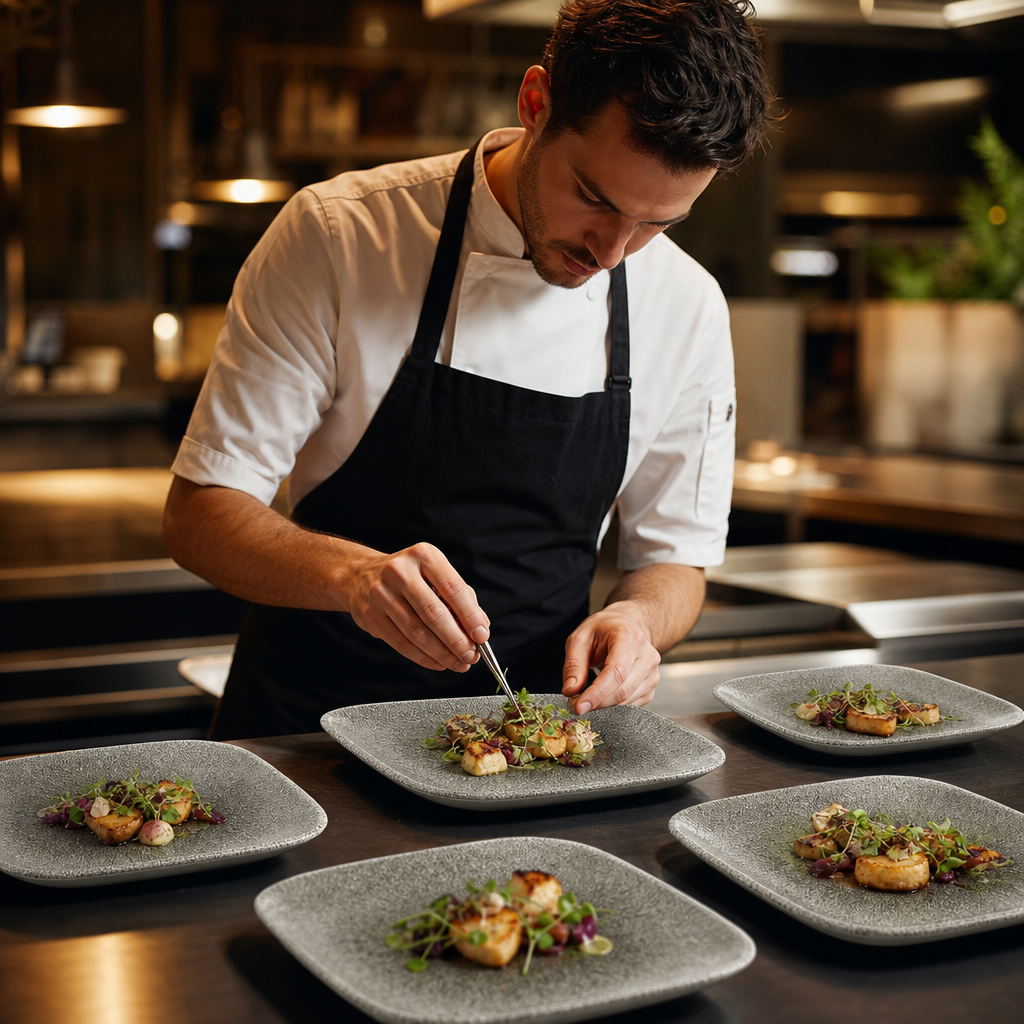 Square Plates 252mm Grey Porcelain for Catering (Pack of 12)