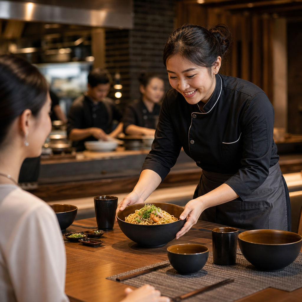 Onyx Noodle Bowls Black Vitrified Porcelain for Dining (Pack of 6)