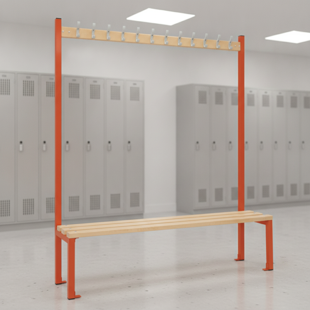 Powder Coated Steel Single-sided Island Seating for Changing Rooms