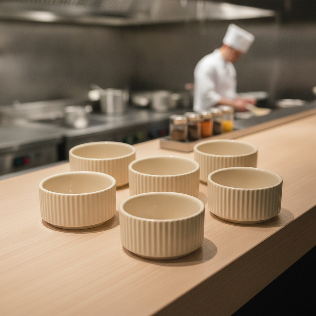 Porcelain Bowls 70ml in Matt Sand for Catering & Hospitality (Pack of 6)