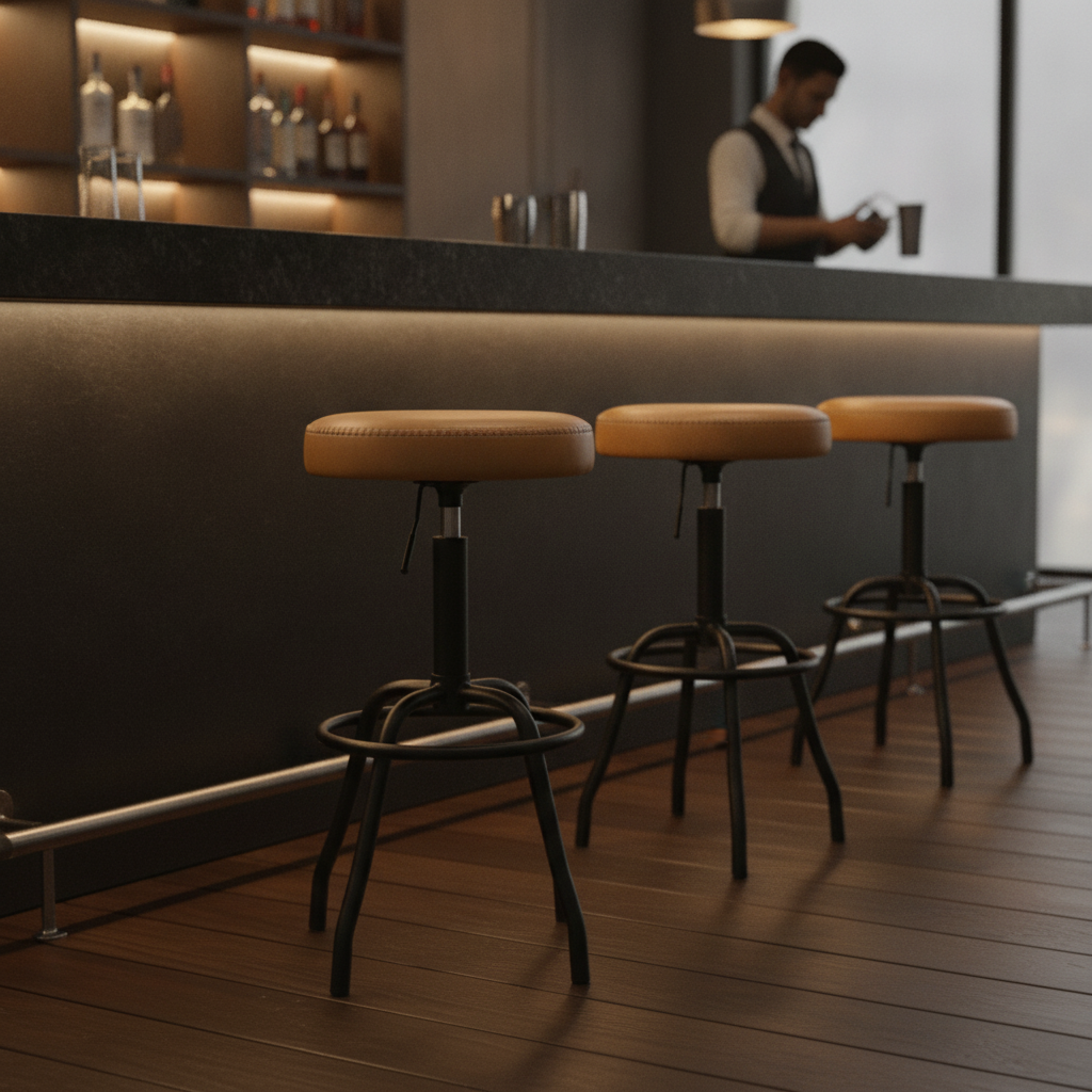 PU Leather Bar Stool with Adjustable Height 795mm for Indoor Use