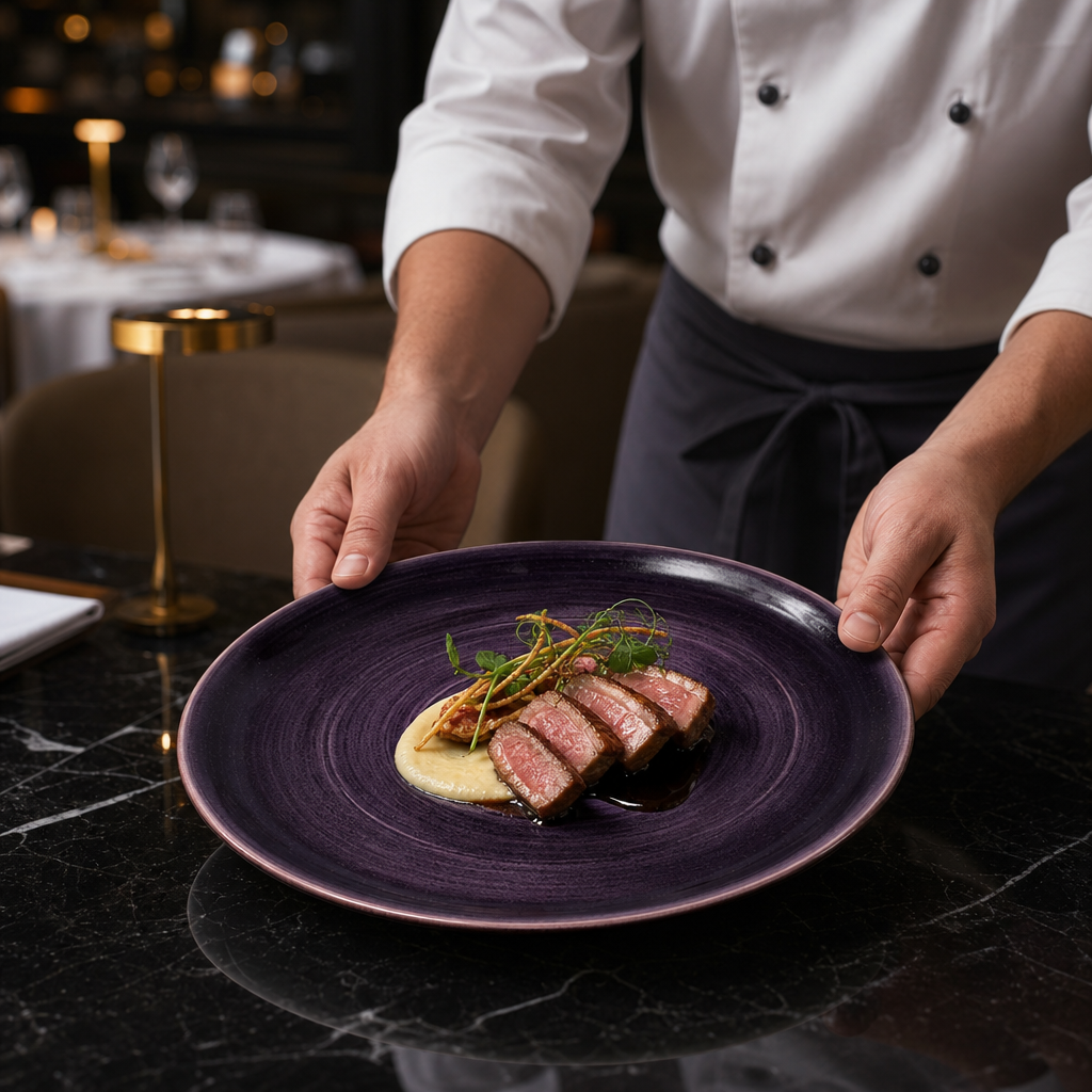 Deep Coupe Plates 288mm Purple Vitrified Ceramic for Hospitality Use (Pack of 12)