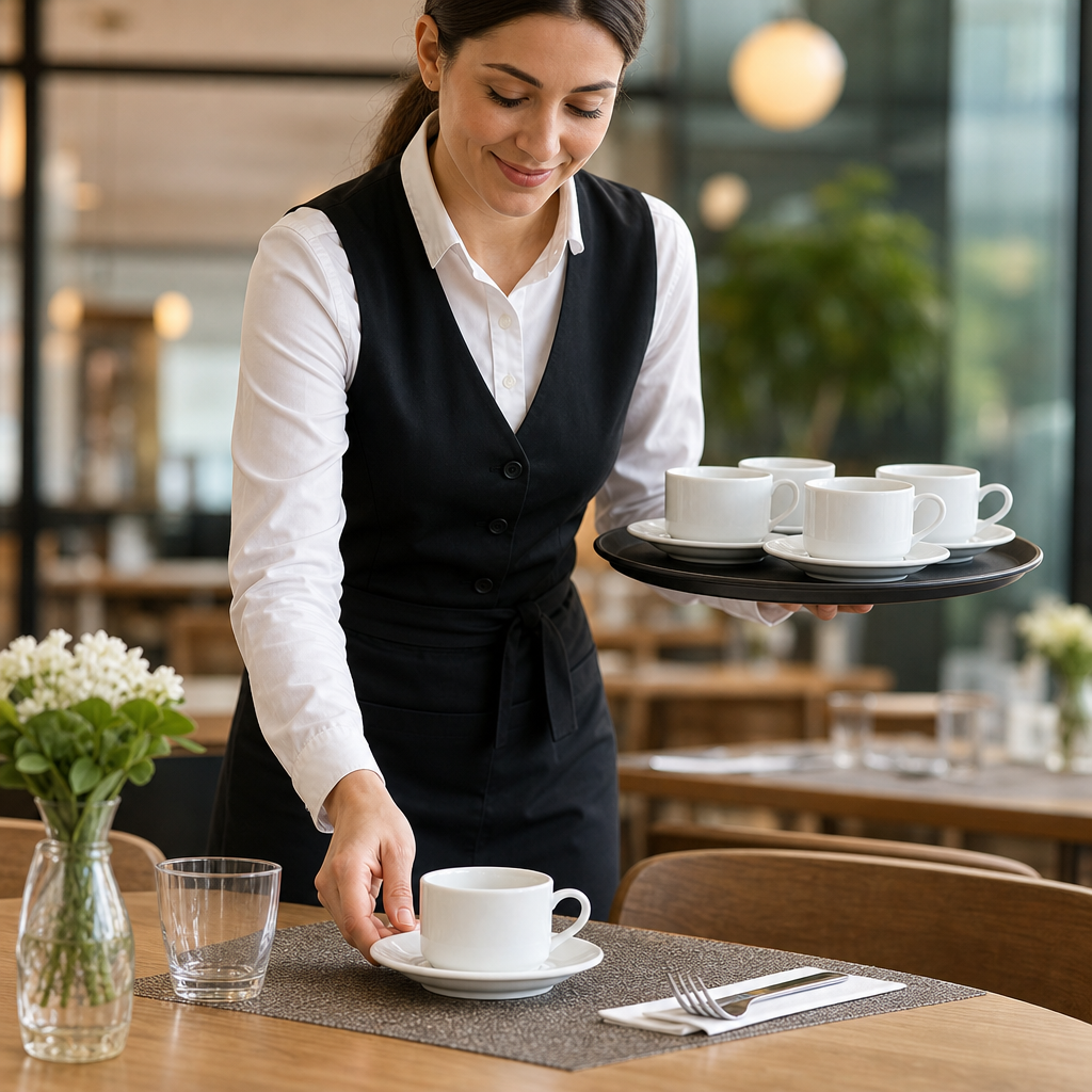 Stackable Tea Cups 240ml Fine China for Restaurants & Cafés (Pack of 6)