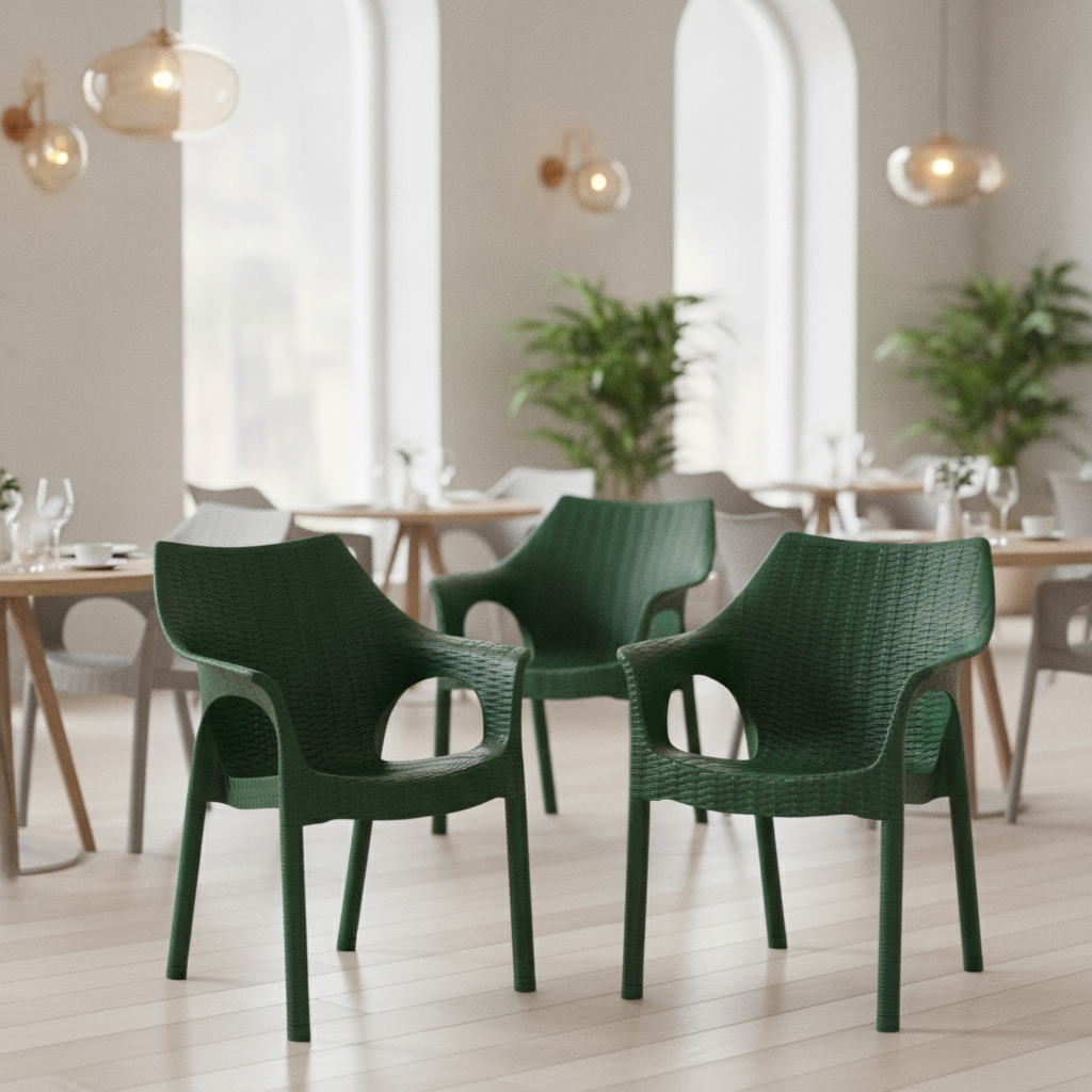Polypropylene Green Armchairs 800mm for Cafés and Restaurants (Pack of 4)