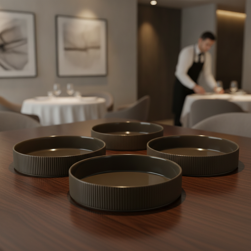Porcelain Walled Plates 230mm in Brown for Catering & Hospitality (Pack of 3)