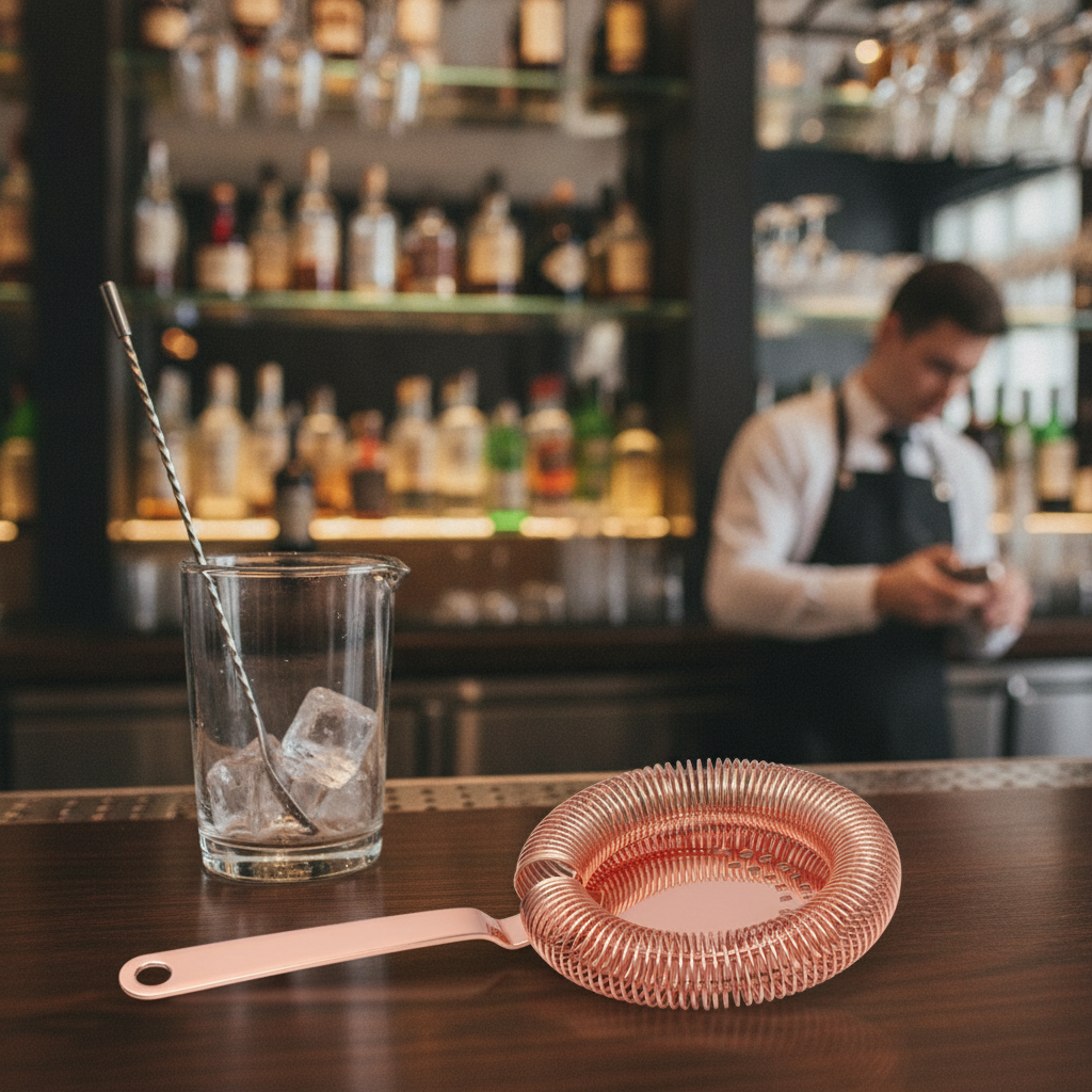 Stainless Steel Copper Plated Cocktail Strainer 204mm for Bars & Pubs