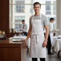 Polycotton White Bistro Apron with Pocket for Front of House