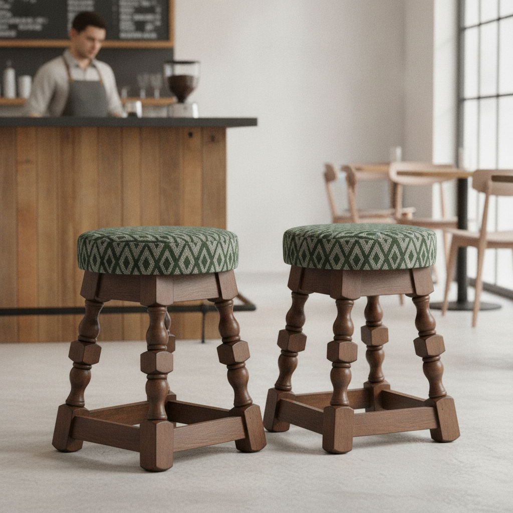 Rubber Wood Low Bar Stools 500mm for Pubs & Cafés (Pack of 2)
