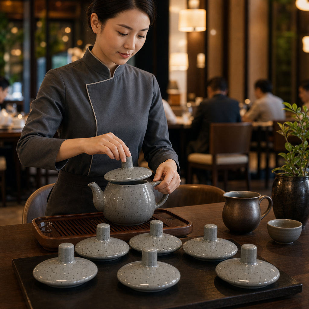 Vitrified Ceramic Replacement Lids for Teapots in Grey (Pack of 6)