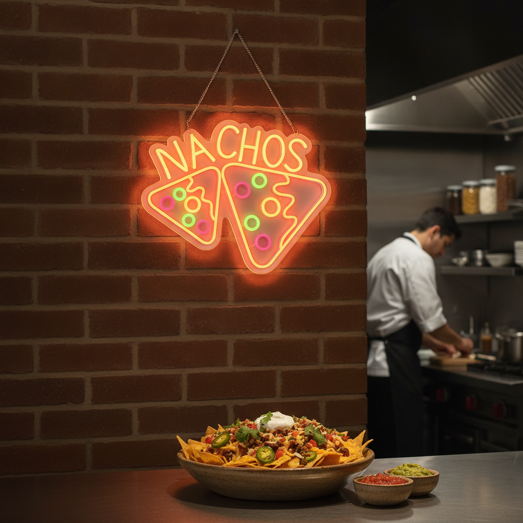 LED Nachos Neon Style Light-up Sign for Restaurants