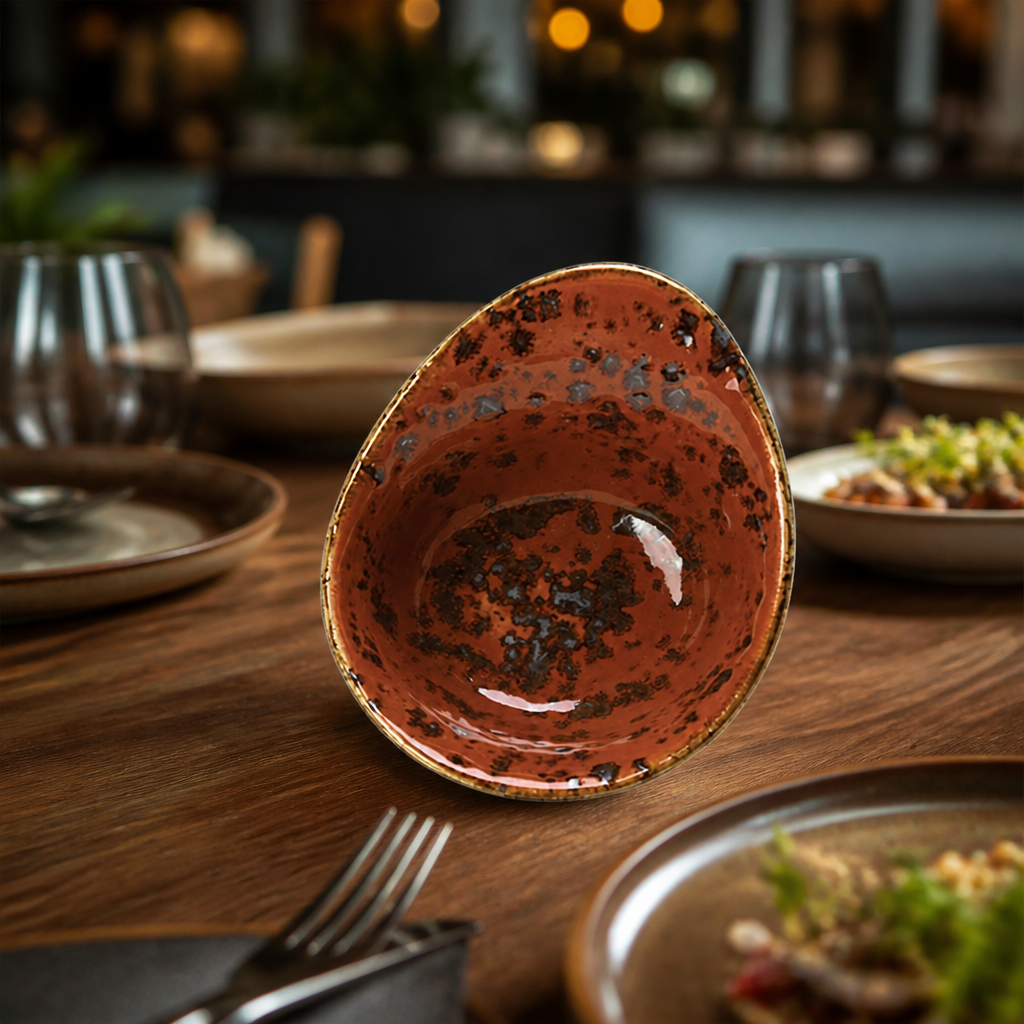 Terracotta Porcelain Freestyle Bowls 130mm for Dining & Catering - Pack of 12