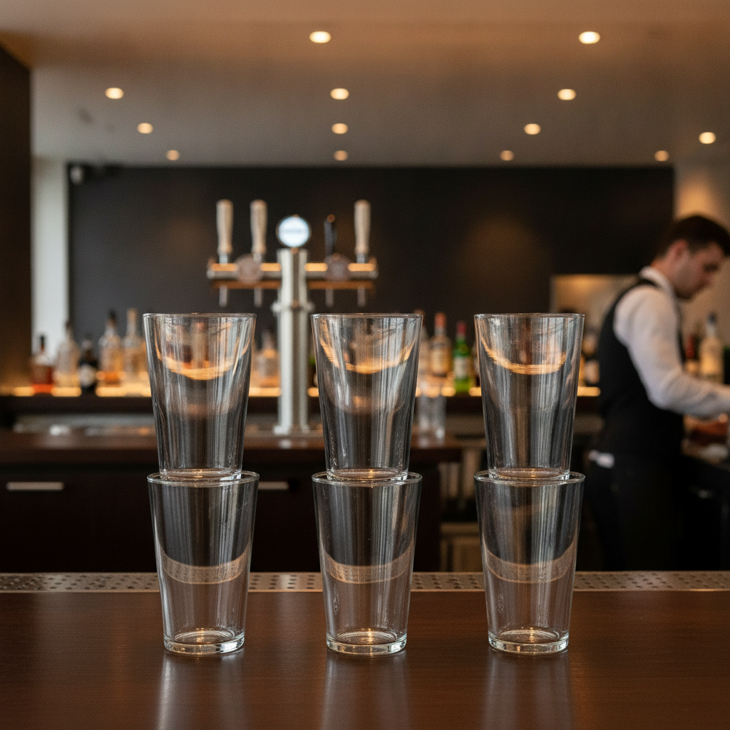 Toughened Glass Conical Beer Glasses 280ml for Bars & Pubs (Pack of 48)