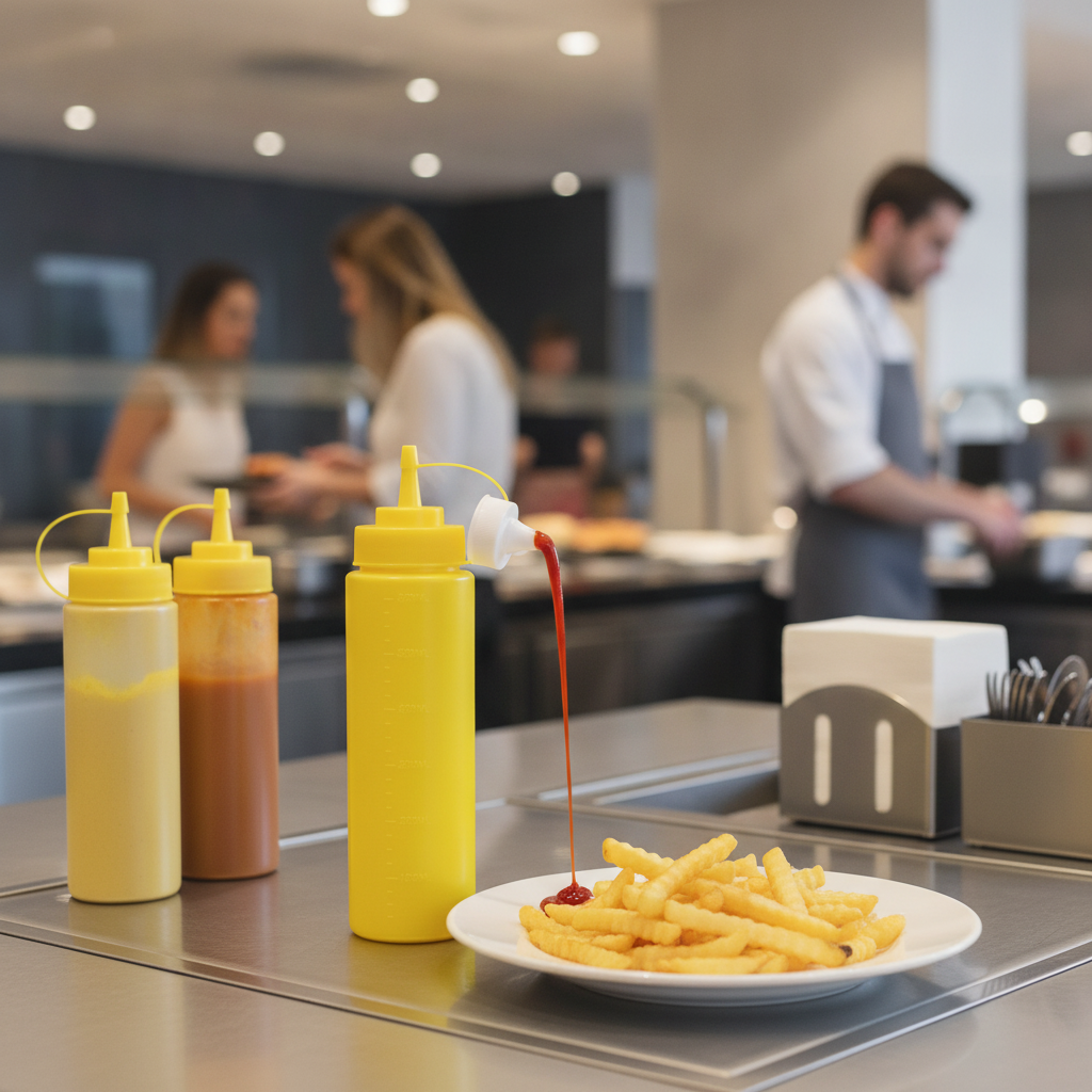 Polyethylene Yellow Squeeze Sauce Bottle 24oz for Self-Service Dining
