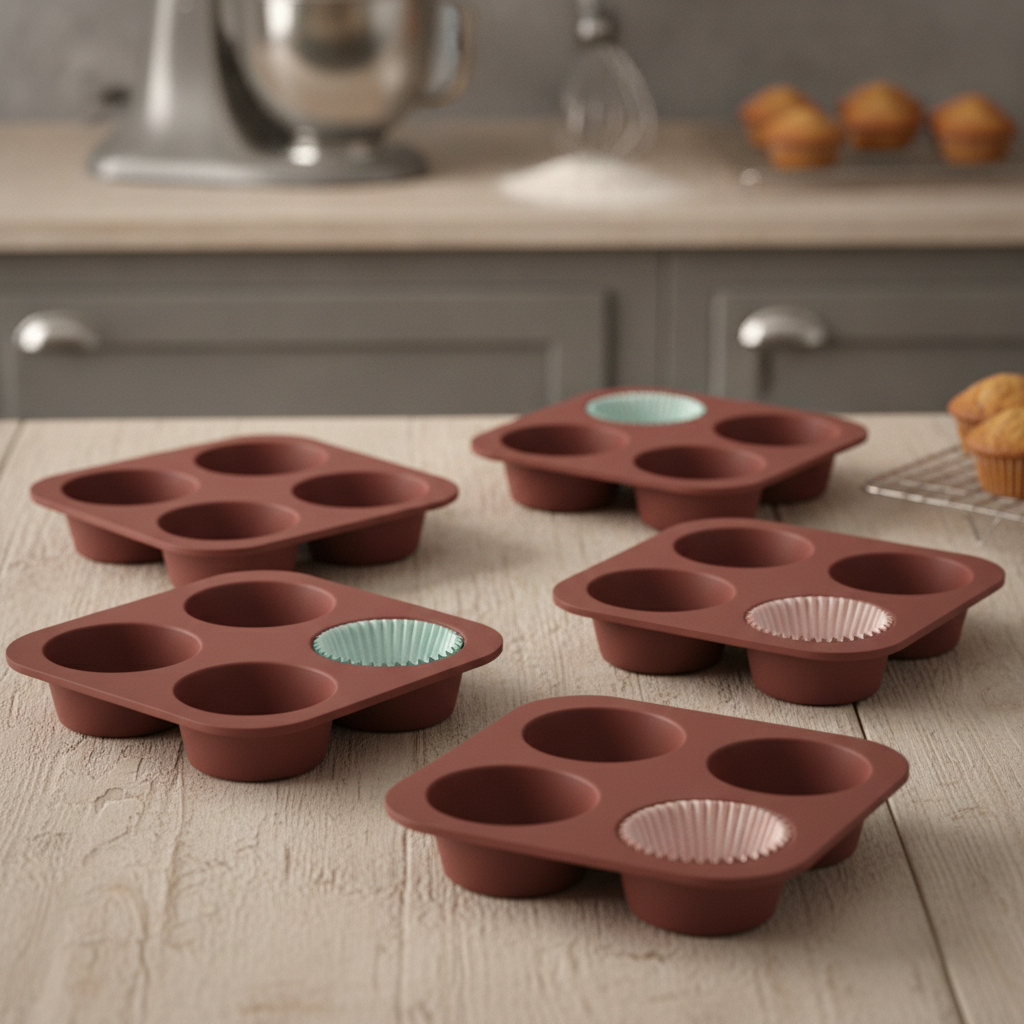 Flexible Silicone Muffin Pan 40(H) x 162(W) x 240(D)mm for Baking (6 Cup)