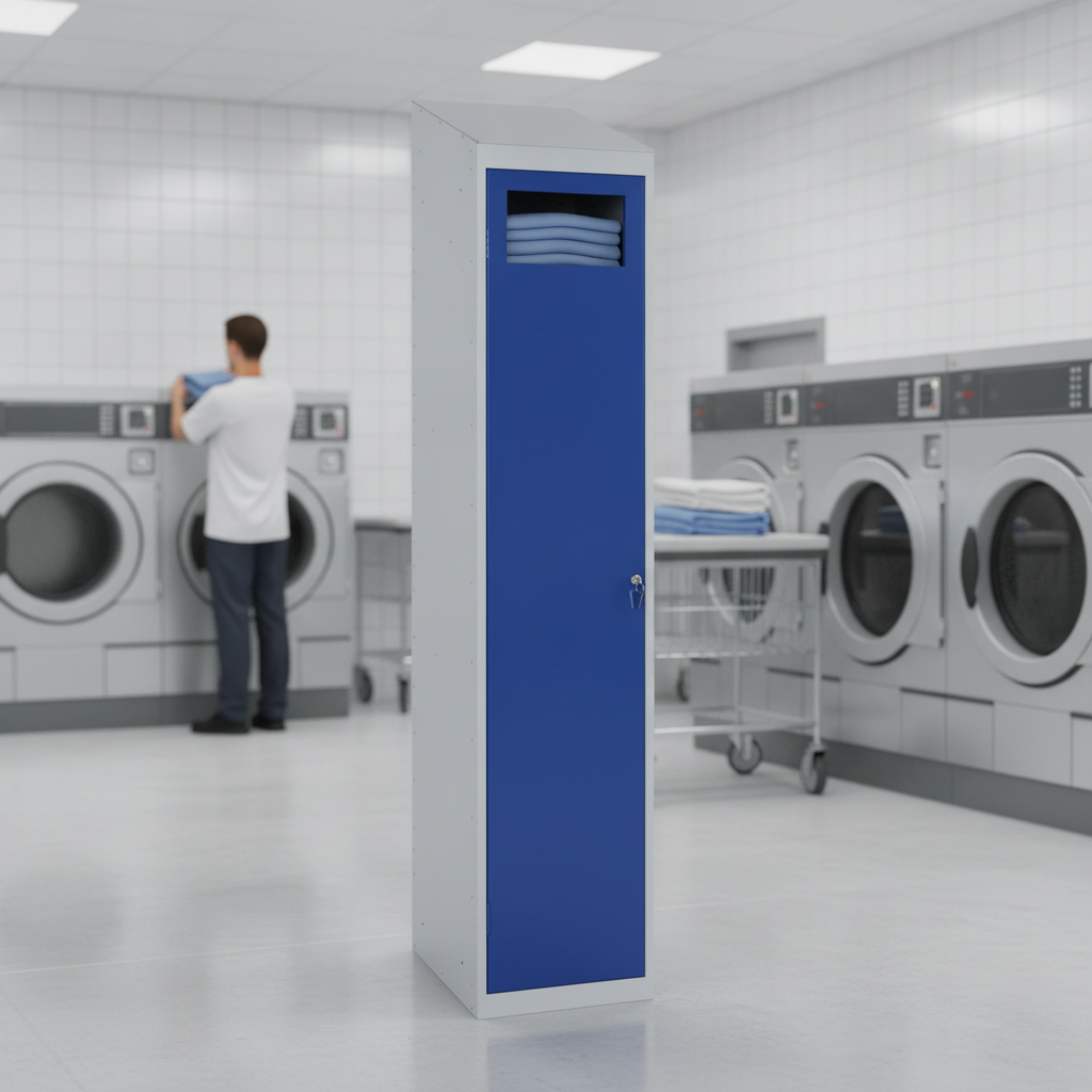 Steel Garment Collector with Sloping Top for Laundry Collection
